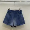 Damesshorts Designermerk Lente/Zomer Nieuw MIU Hoge taille Afslanken Dagelijks woon-werkverkeer Eenvoudig en veelzijdig Oude meisjesstijl Denim 2504