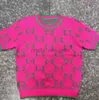 Designer Maglione da donna rosa lavorato a maglia T-shirt con motivo a lettere T-shirt con stampa casual Pullover manica corta felpa I-K8963