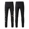 Mode heren gescheurd noodlijdende print borduurgaal jeans mode denim broek #871 870 881 808 817i,