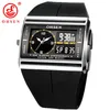 OHSEN marque LCD numérique Dual Core montre étanche montres de Sport en plein air alarme chronographe rétro-éclairage en caoutchouc noir hommes montre-bracelet L2287