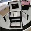 Caja de joyería portátil con incrustaciones de diamantes, caja de almacenamiento de anillos y collares, caja de joyería con espejo multifuncional para el hogar