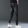 2024 Nieuwe Denim Jeans Slim Fi Merk Stretch Fi Lente Zomer Grijs Zwart Merk Klassieke Broek Voor Mannen Y6XB #
