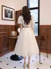 White Evening Dress 2024 New Celebrity Style Host Fairy Student Womens Banquet