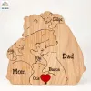 Miniature personalizzate Famiglia di orsi Puzzle in legno Fai da te Incisione gratuita Nome Scultura Home DeskDecor Figurine Regalo di compleanno di Natale