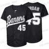 Мужские футболки BG Бейсбольный трикотаж BIRMINGHAM BARONS 45 Трикотажные изделия Шитье Вышивка Спорт на открытом воздухе Хип-хоп Черный Белый серый Высокое качество Новинка 2023 года T240325