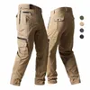 Pantalon cargo tactique cott pour hommes Pantalon multi-poches en plein air Pantalon droit décontracté en vrac Alpinisme Randonnée Jogger O2pn #