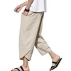 2023 verão homens estilo chinês cott linho harem calças homens streetwear respirável calças de praia masculino casual bezerro-comprimento calças v6xM #