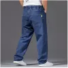 Breite Bein Plus Größe 46 44 42 Blau Gerade Frühling Jeans Männer Elastische Taille Herbst Männlich Lose Grau Übergroßen Hosen Denim Hosen j67W #