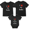 Famille Matching Shirt I Love My Baby Baby Short Sleve Cotton Tops Père Mother fils fille Matching Vêtements Famille Look 240318