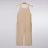Meisjes informele mouwloze jumpsuits spaghetti riem losse overalls rompers lange broek met zak 1 geslacht neutrale babykleding 240307