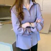 Womens Blouses Shirts Retro Purple Long Sleeve Solid Color Shirt Simple Chiffon Tops And Blouse Women Elegant Clothing Blusas Mujer Q4 Otpoh