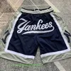 Herrenhose Hip Hop Yankees American Street Fashion Marke bestickt tiefblau vier Taschen Basketball Sport Casual Split Shorts ZCI5