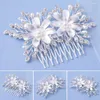 Hair Clips 10-Teeth Girl's Comb With Luxurious Rhinestone Flower Style Jewelry For Valentine's Day Christmas Gift