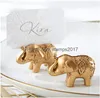 Noviteiten Gouden Geluk Olifant Plaats Kaarthouder Houders Naam Nummer Tafel Bruiloft Gunst Gift 4X3.5X3.2CM