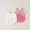 Macacão 2024 verão roupas fofas para meninas asas de borboleta sem mangas macacão nascido traje de bebê