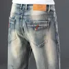Zomer gesplitste retro vintage denim shorts jeans heren rechte high street trendy ontwerpmerk dagelijkse casual broek k1y6#