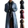 Trenchs de hommes manteaux hommes veste en cuir synthétique manteau élégant avec col rabattu coupe-vent streetwear pour mince