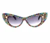 Солнцезащитные очки Rhinestone Ladies Marine Lens Sun Glasses Женщины жены мужской кристаллической кошки лента UV400 NX9795937