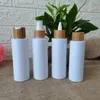 Storage Bottles 8oz Plastic Skin Care Black White Bamboo Perfume Lids 18/20/24mm Cosmetic Wooden Lotion Caps Pump Spray Disc Twist