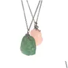 Pendant Necklaces 2021 Summer Raf Light Pink Green Rough Crystal Necklace Men And Women All-Match Trend Accessories Drop Delivery Jewe Otabl