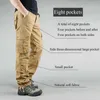 Multi Pockets Mens Cargo Pants Wojskowy Cott Cott Khaki Straight Casualne spodnie dla mężczyzn Pantal Militaire Homme t3pm#