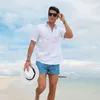 Men Clothing Beach Pants Mens Beach Vacation White Striped Shorts Spring Swimming Trunks with Lining 240321