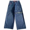 Jnco Y2K Jeans Voor Mannen Hip Hop Grafische Baggy Retro Blue Jeans Broek 2023 Nieuwe Harajuku Hoge Taille Wijde pijpen Broek streetwear 55Is #