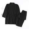 2 peças homens japoneses roupas traditial kimo yukata conjunto asiático masculino spa macio cott pijamas top blusa sleepwear r0fJ #