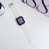 Прозрачный цветной ремешок из смолы, ремешок для Apple Watch 45 мм, 41 мм, 42 мм, серия 7/6/5/4/3/2/1/SE для женщин и мужчин с пряжкой из нержавеющей стали, сменный браслет для iWatch
