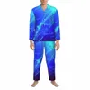 Deux Te Vêtements de nuit Printemps Bleu et Vert Esthétique Pyjamas surdimensionnés Ensemble Homme Lg Manches Doux Chambre Design Accueil Costume q9RF #