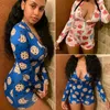 Sexy Mode Vrouwen Body Lange Mouw Diepe V-hals Bodycon Stretch Turnpakje Knop Shorts Romper Jumpsuits Pyjama Overalls 240326