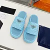 Women Beach Slippers Designer Slides Fashion Sandals Thick Bottom Braid Shoes Alphabet Lady Platform Roman Sandals With box size 35-41