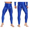 Mens Glossy Leggings Semi-Through Skinny Pants Solid Color Trouser For Yoga Training Running Fitn Sports Workout Swimming 98AW#