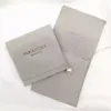 Present Wrap Sheepsew 9 cm Gray Stamping Printed Custom Logo Armband Packaging Jewelry Pouch Envelope Microfiber Bag