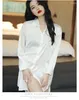 Women's Sleepwear Summer Sexy Temptation Shirt Nightgown Pajamas Royal Sister Ice Silk White Long Sleeved Cardigan Thin Home Fury