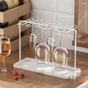 Kitchen Storage 10 Slots Metal Wire Champagne Flute Glass Holder Stand Tabletop Sparking Hanging Display Rack Gadgets Organizer