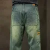 Wijde pijpen jeans mannen baggy broek zomer rechte snit losse retro blauwe denim broek streetwear fi zakken vintage man kleding y8dv #