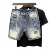 Новая летняя мужская одежда Cargo Wed kpop y2k дизайнерская уличная одежда твердый парень винтаж разорванные джинсы джинсовые шорты e5gk#