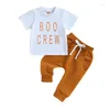 Ensembles de vêtements pour bébés garçons, vêtements d'halloween, lettre imprimée, T-Shirt à manches courtes et pantalons élastiques, ensemble de tenue d'été 2 pièces