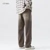 Baggy jean byxor för mäns jeans byxor gradient dragsko lyocell brett ben rak casual denim byxor Cott 2023 Autumn 65lo#