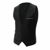 men's Slim Jacket Vest Busin Leisure Wedding Vestes V Neck Sleevel Waistcoat Coat Thick Warm Winter Clothing For Man F22g#