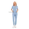 WomenS Two Piece Pants Womens Solid Color Spa Threaded Clinic Work Suits Tops Uni Scrub Pet Nursing Uniform Drop Delivery Apparel C Dheci