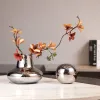 Vases Nordique lumière luxe en céramique fleurerie galvanoplastie argent Vase salon moderne Table à manger Floral Club œuvre décoration