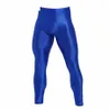 men Elastic Waistband Skinny Shiny Yoga Tights Pants Solid Color Leggings Exercise Running Gym Fitn Training Sportswear Q1qK#