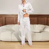 men Pajama Sets Silk Satin Sleepwear For Man Shirt Lg Sleeve Pajama Male Fi Soft Home Night Wear Big Size Loungewear b1Gh#