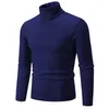 15 cores! 2023 outono e inverno novos suéteres preço de bem-estar sólido jacquard suéter de gola alta ajuste quente pulôver elástico masculino 95yC #