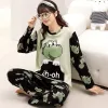 Automne Carto Dinosaur Women Men Pyjama Set Couples Sleeples Sleeples Morean Loose Unisexe Pijamas Mujer LG Sleeve Cott Pajama L5ae #