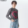 incerun Top 2023 nuovi uomini alla moda divertente amore modello stampato Ctrast colore T-shirt sexy confortevole maglia sottile stretto Tees S-5XL J1Ax #