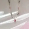 Pendentif Colliers Mode coréenne Ins Collier pour femmes Creative Perles Coeur Collier Charme Mignon Romantique Clavicule Chaîne Kpop Y2k Bijoux