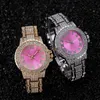 ManChDa diamanten horloge zilveren horloge dames en heren water diamanten horloge ijs buitenhorloge volledig diamanten horloge kwartskristal roestvrij staal gouden horloge dames en heren W